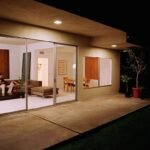 View sliding glass doors, night