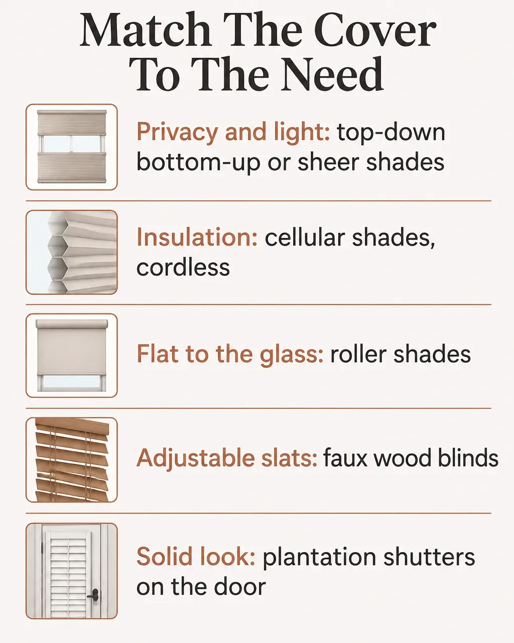 Which French door cover fits which need: top-down bottom-up or sheer shades for privacy with light, cellular shades for insulation, roller shades to sit flat on the glass, faux wood blinds for adjustable slats, plantation shutters mounted to the door