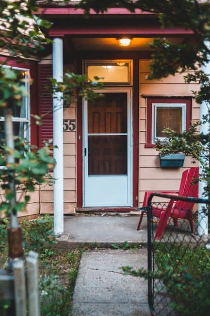 Screen door on a front porch