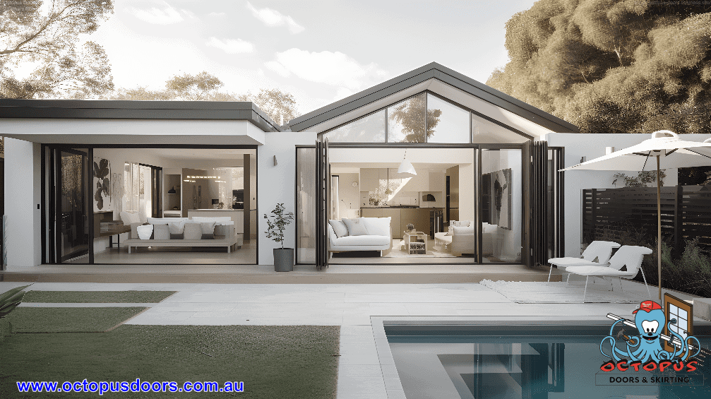 Bi-fold doors and swimming pool