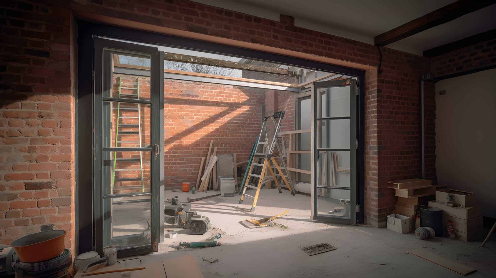 French door RSJ in building process