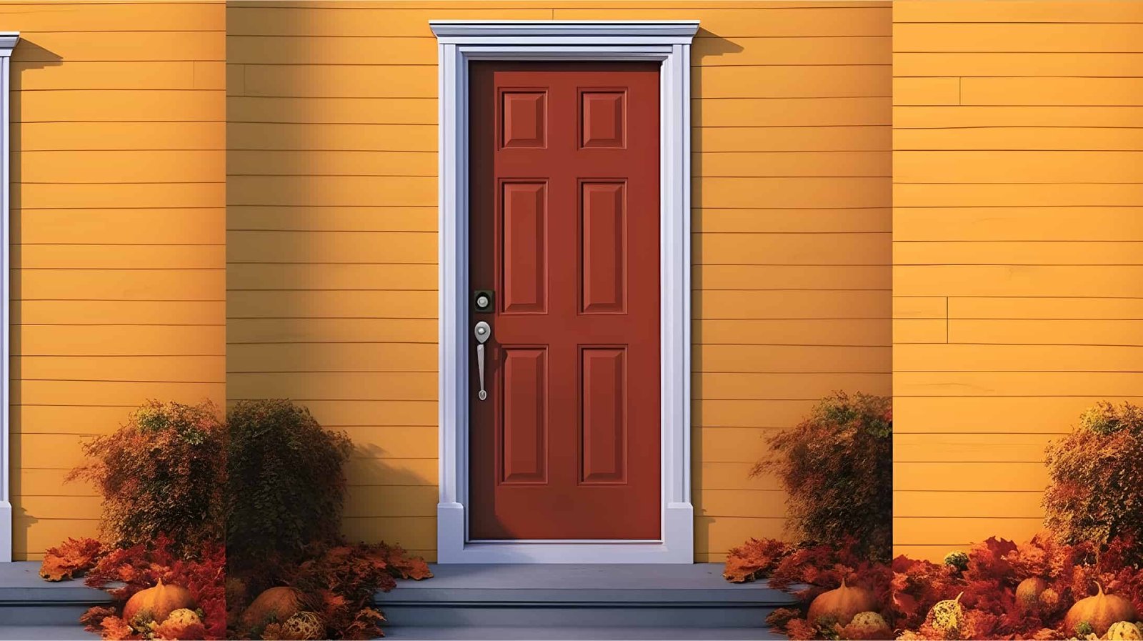 Small red doors on orange wall