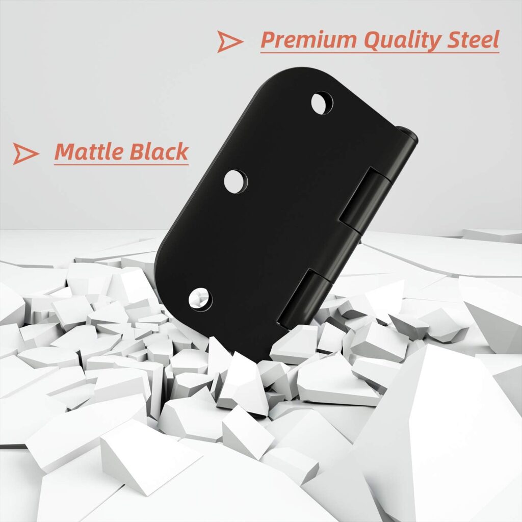 18 Pack Rounded Door Hinges 3.5 x 3.5 inch, 5/8 Radius, Matte Black 18 Pack Rounded Door Hinges 3.5 x 3.5 inch, 5/8 Radius, Matte Black