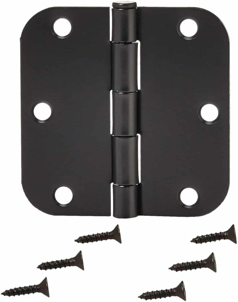 Amazon Basics Rounded 5/8 Radius interior, 3.5 x 3.5 Door Hinges, 18 Pack, Matte Black