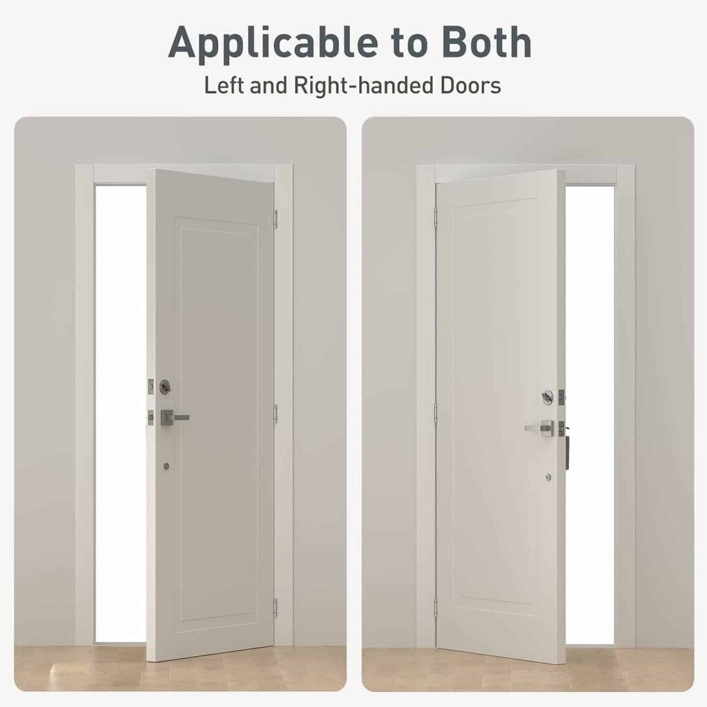 HOSOM Self Closing Door Hinges, Spring Loaded Hinges 4 Inch, Adjustable Tension for Garage, Front Door, Back Door, UL Listed, for Left and Right Hand Door, 5/8 Radius Corners, Brushed Nickel, 3 Pack