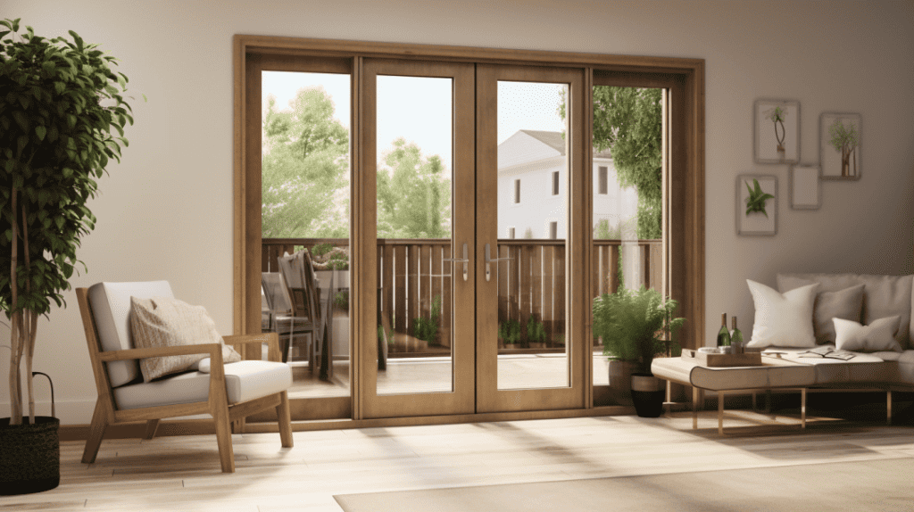 Brown French doors