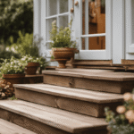 An image depicting a step-by-step guide on constructing outdoor steps for French doors