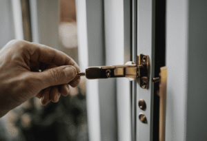 An image showcasing a step-by-step guide on making French doors lock