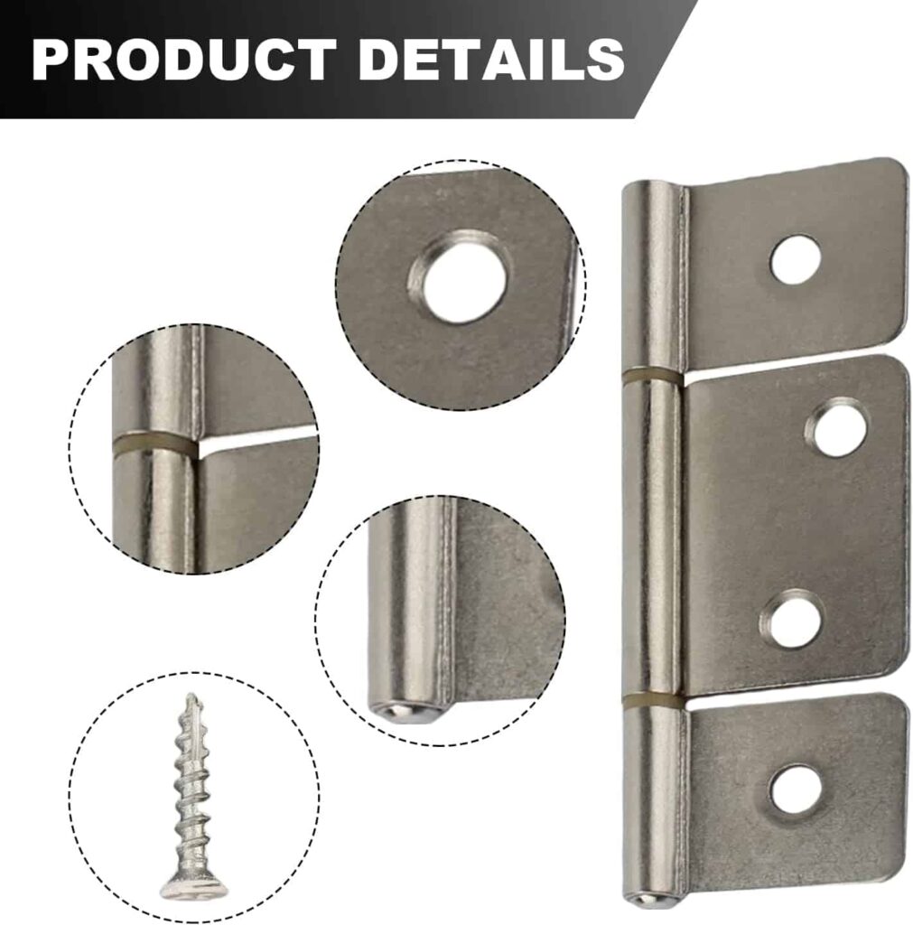 Three Leaf Non-Mortised Hinge for Mobile Home RV Interior 4 Packa Satin Nickel Door Hinges with Screws