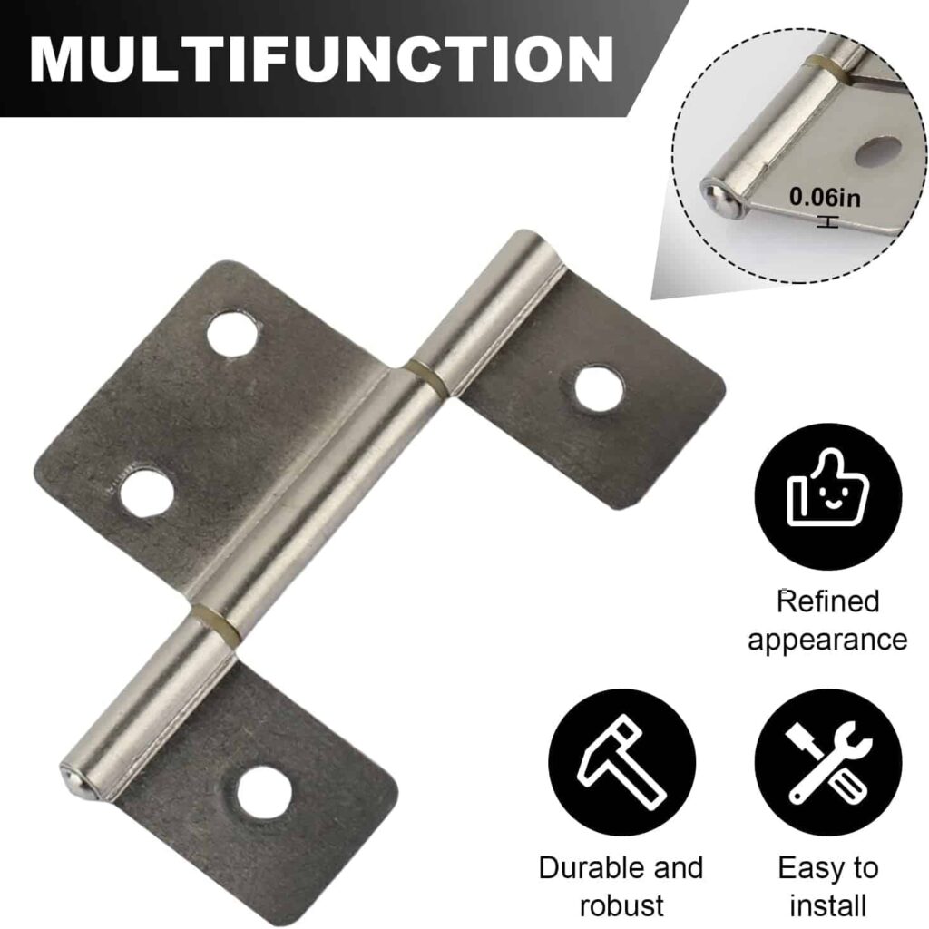 Three Leaf Non-Mortised Hinge for Mobile Home RV Interior 4 Packa Satin Nickel Door Hinges with Screws