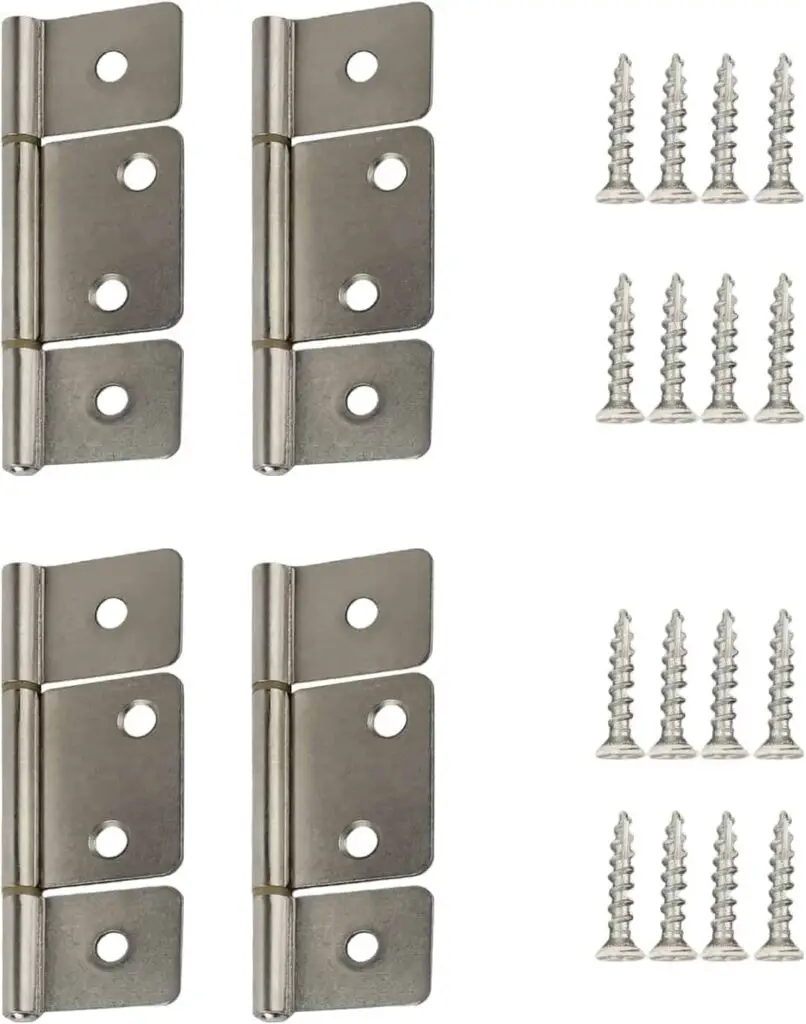 Three Leaf Non-Mortised Hinge for Mobile Home RV Interior 4 Packa Satin Nickel Door Hinges with Screws