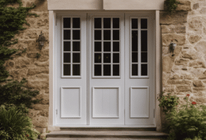 An image showcasing the difference between active and stationary French doors