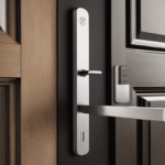 An image showcasing a sleek, modern door handle with a reversible design, allowing it to seamlessly blend into any interior