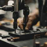 An image showcasing a close-up of a craftsman's hands effortlessly maneuvering a Jet hand tool, depicting precision and efficiency