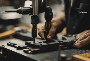 An image showcasing a close-up of a craftsman's hands effortlessly maneuvering a Jet hand tool, depicting precision and efficiency