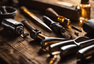 An image showcasing a set of pristine and gleaming hand tools, coated in a thin layer of protective oil