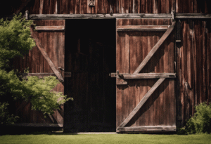 An image showcasing the enigmatic allure of second-floor barn doors