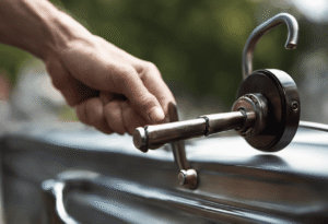 An image depicting a hand grasping a sturdy metal handle, straining to overcome the immense magnetic resistance of a lock