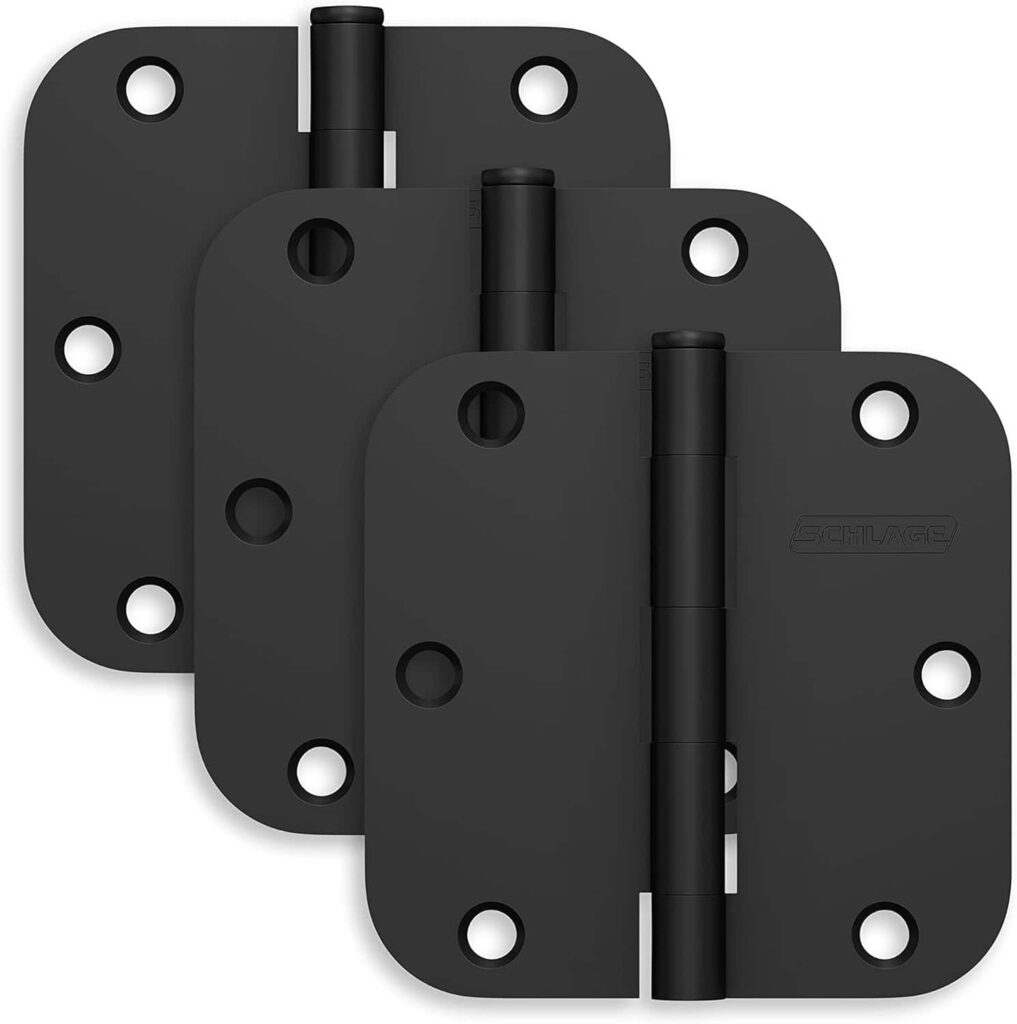 Schlage 3.5 Door Hinge with 5/8 Radius Round Corner in Matte Black (3-Pack)