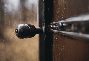 An image capturing the frustration of stripped screw holes in a storm door