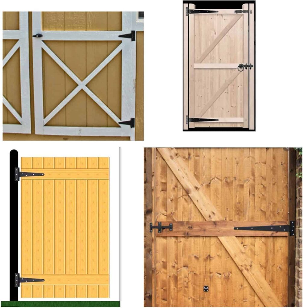 HLMOptimo Heavy Duty T Hinge Tee Hinge T Strap Hinge Shed Hinge Gate Hinge Barn Hinge Fence Hinge Door Hinge Wrought Rustproof All Size Black (6 pcs, 6 inch)