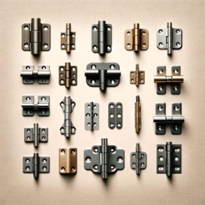 Series of different types of exposed hinges