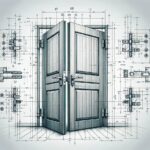 digital diagram or blueprint of a door, showing various possible hinge placements