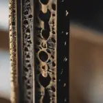 An image showcasing a close-up view of a hinge, capturing the intricate details of its holes