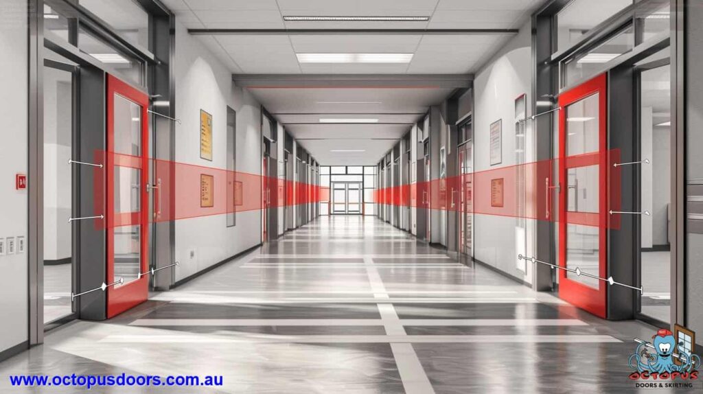 Visual guide to common issues with fire door hinge installations, including solutions