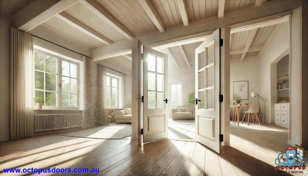 Perfect Double Door Installation Bright Living Room