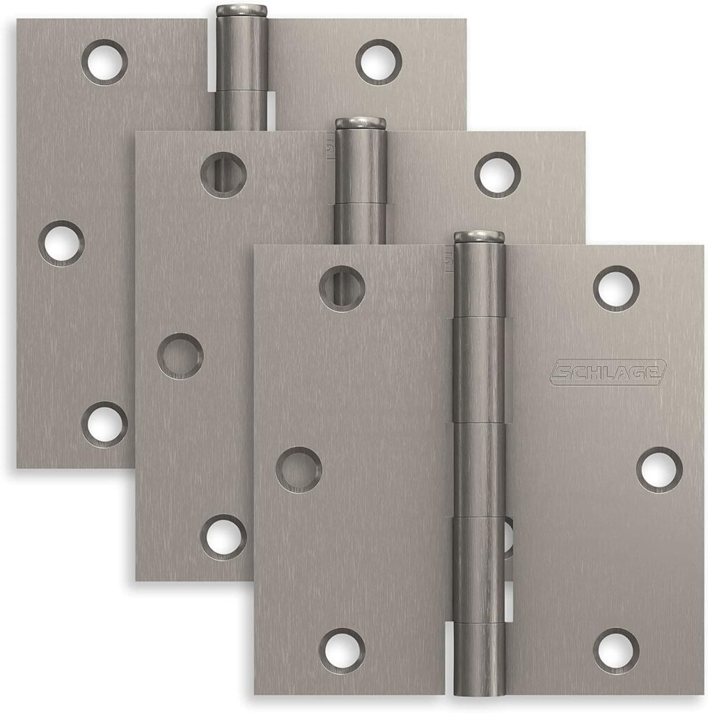 Schlage 3.5 Door Hinge with Square Corner in Satin Nickel (3-Pack) Schlage 3.5 Door Hinge with Square Corner in Satin Nickel (3-Pack)