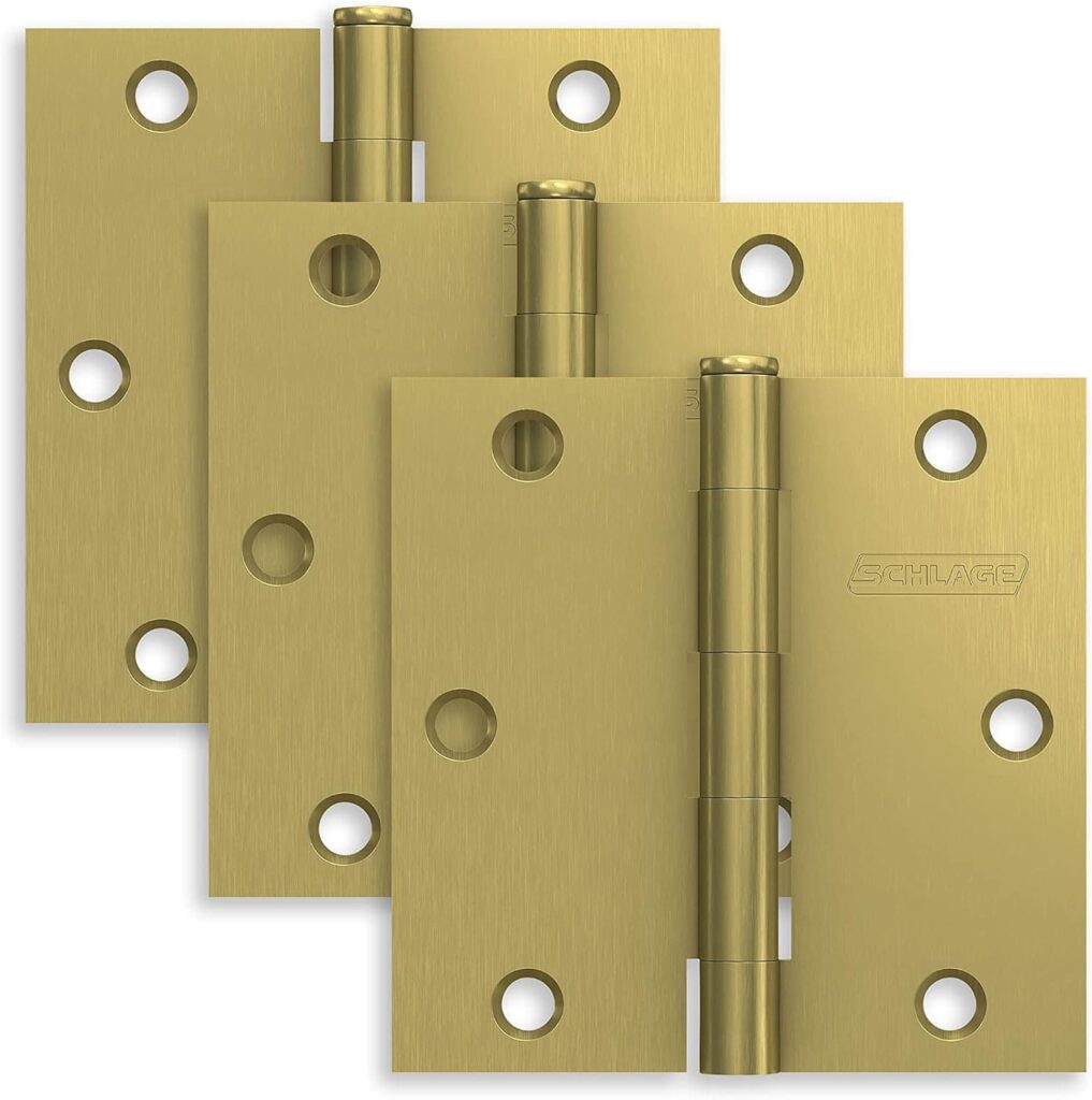 Schlage 3.5 Door Hinge with Square Corner in Satin Nickel (3-Pack) Schlage 3.5 Door Hinge with Square Corner in Satin Nickel (3-Pack)