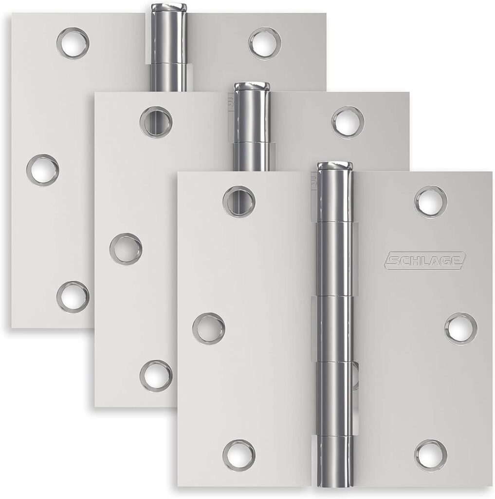 Schlage 3.5 Door Hinge with Square Corner in Satin Nickel (3-Pack) Schlage 3.5 Door Hinge with Square Corner in Satin Nickel (3-Pack)