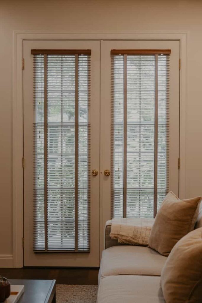 French doors with built-in blinds