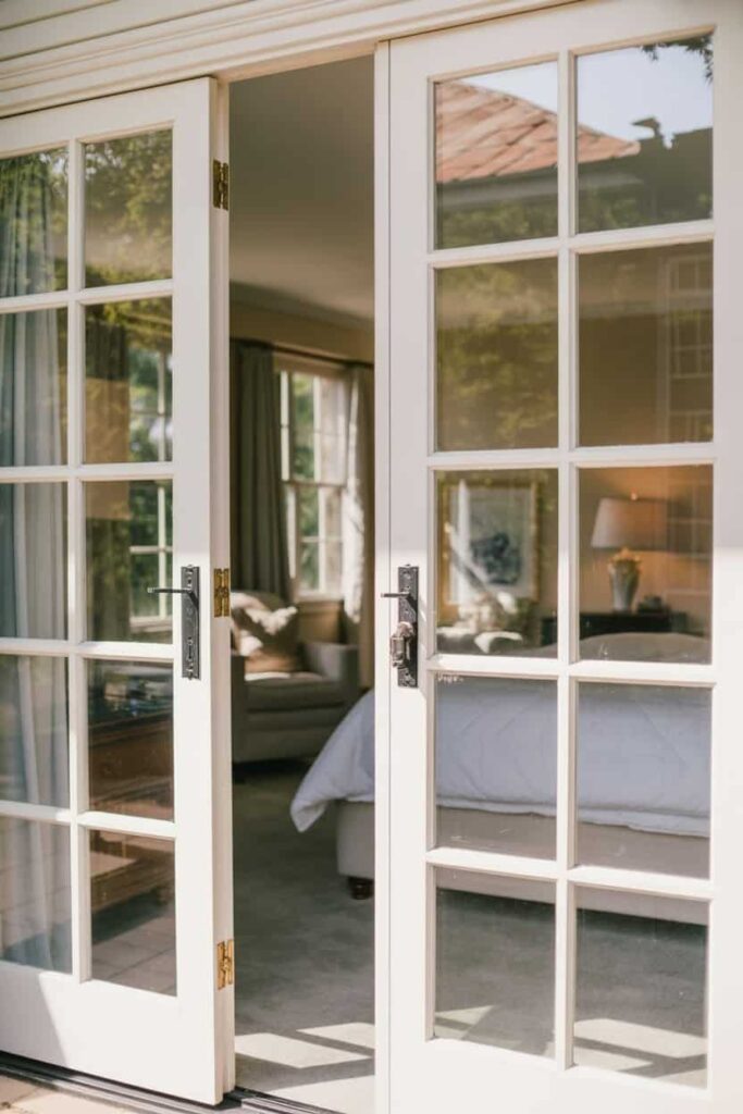 French doors with clear glass panels