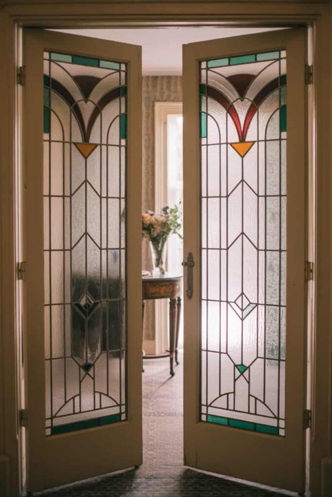 French doors with custom Art Deco style