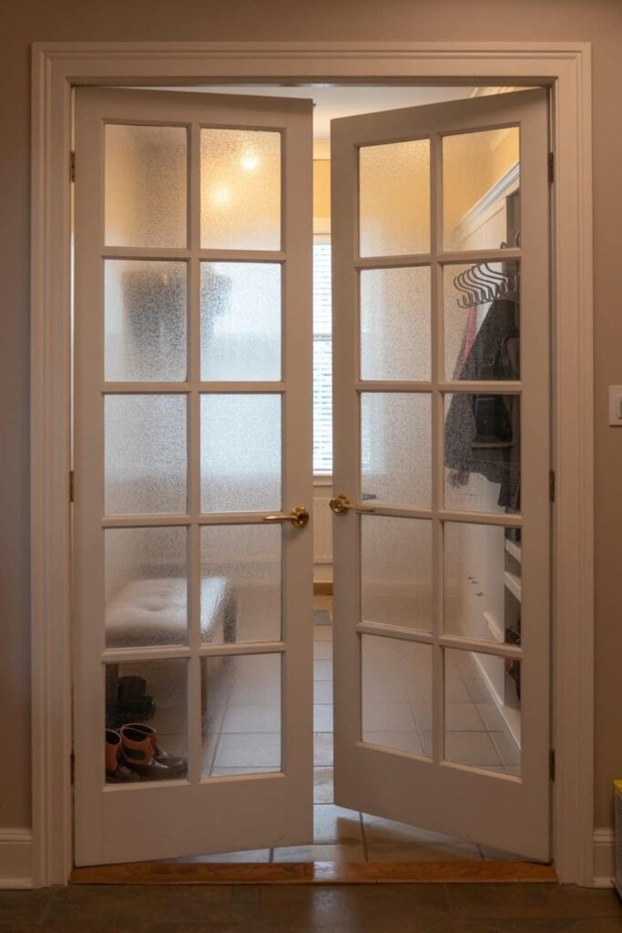 French doors with frosted glass panels