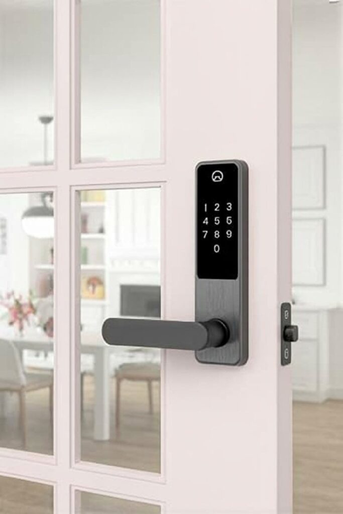 French patio door with a modern full-view storm door installed