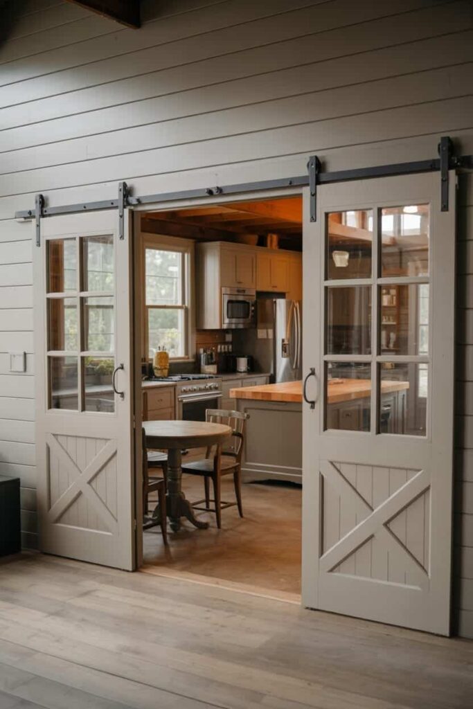 barn-style French slider doors