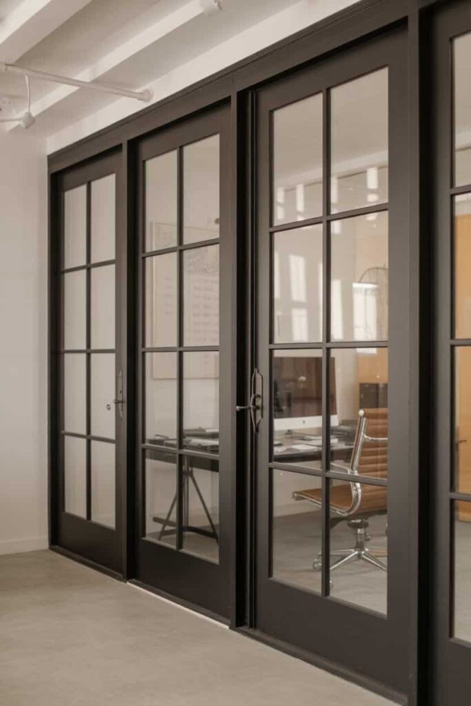 minimalist single-pane French doors