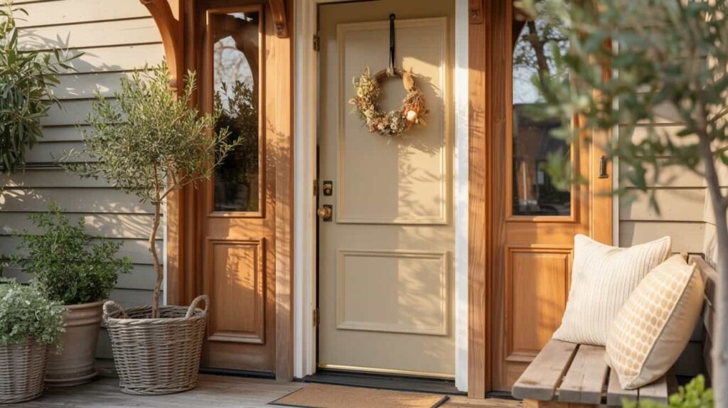 10 Cream Front Doors That Pair Perfectly With Natural Wood Tones