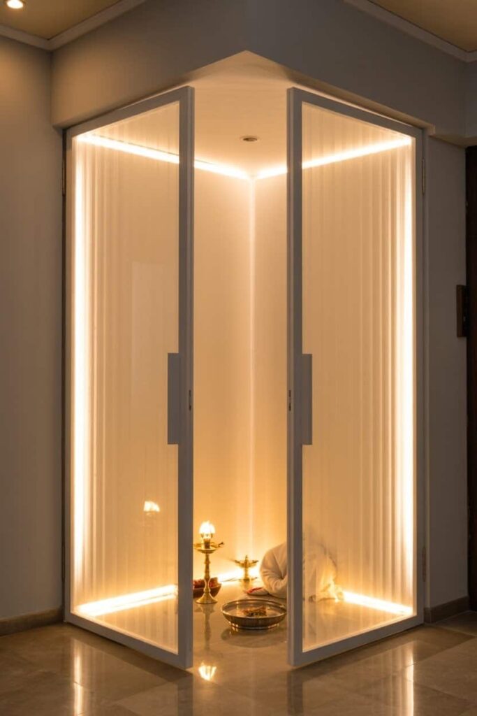 LED-backlit translucent panels glowing