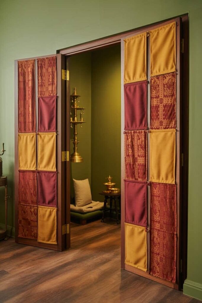 fabric panel doors with removable textile inserts