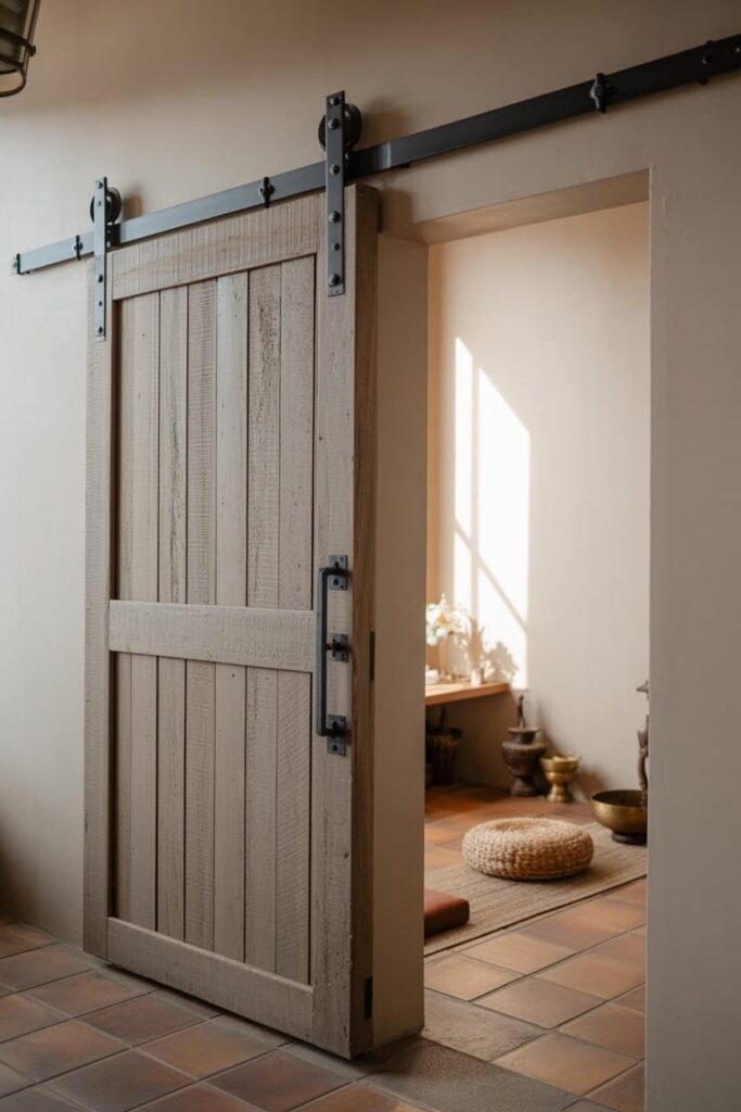 rustic sliding barn-style temple door
