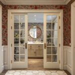 chic bathroom french doors