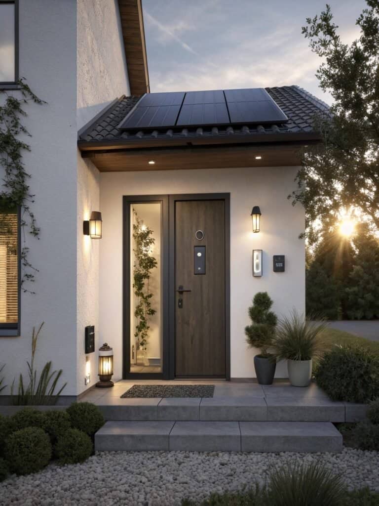 smart lock on a dark door