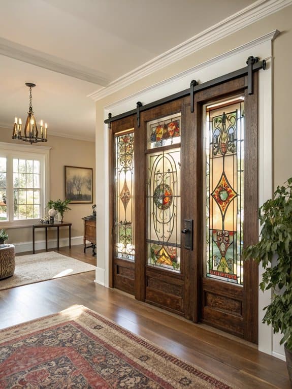 vintage colorful glass panels