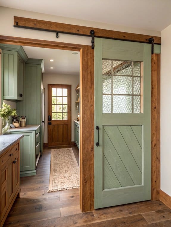 vintage green barn door