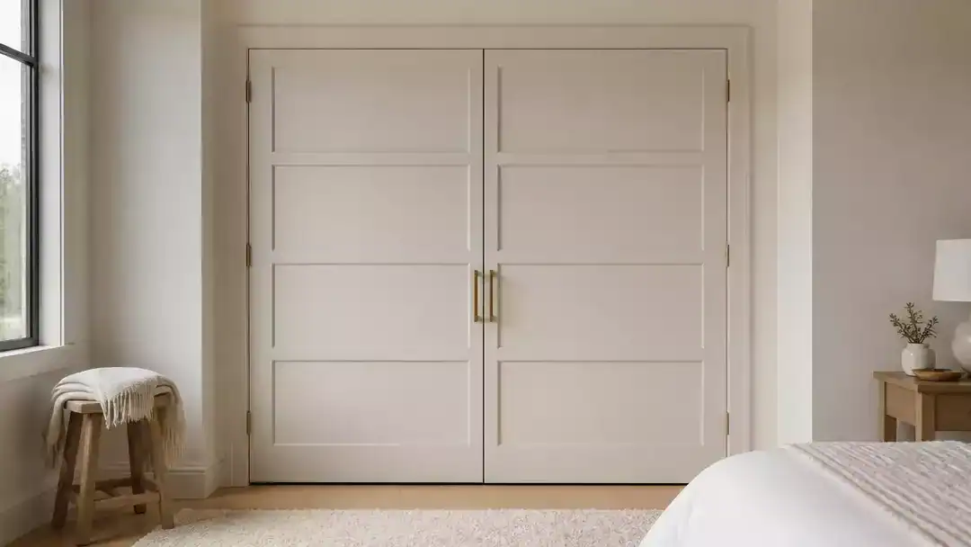Flat Closet Doors Reworked to Read Like Paneled Cabinetry