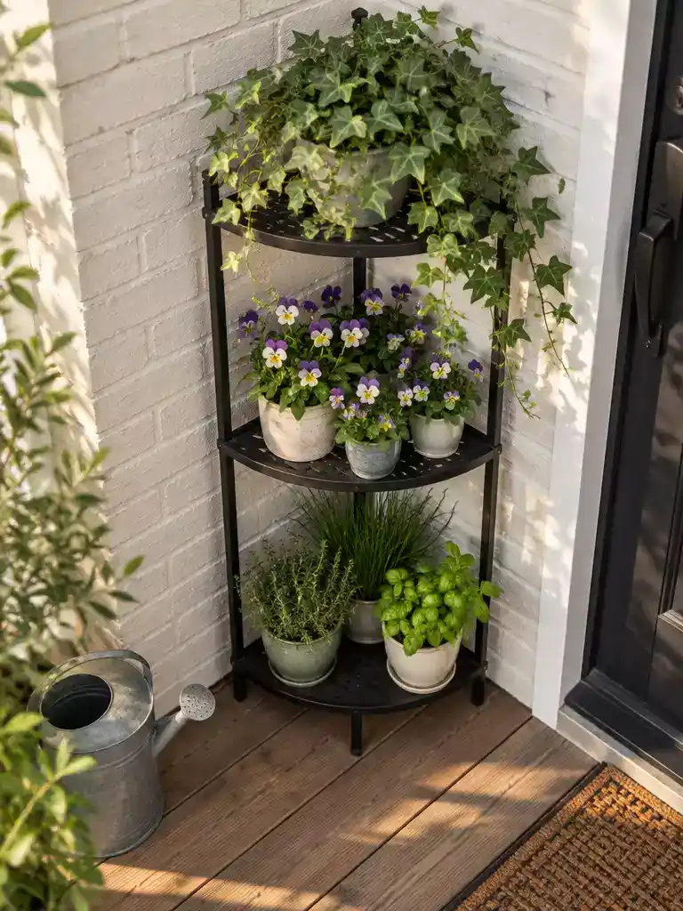 Corner tiered planter
